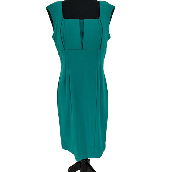 Calvin Klein Woman's Green Sheath Dress NO SIZE tag Back Zipper No slit Iconic - Picture 1 of 9